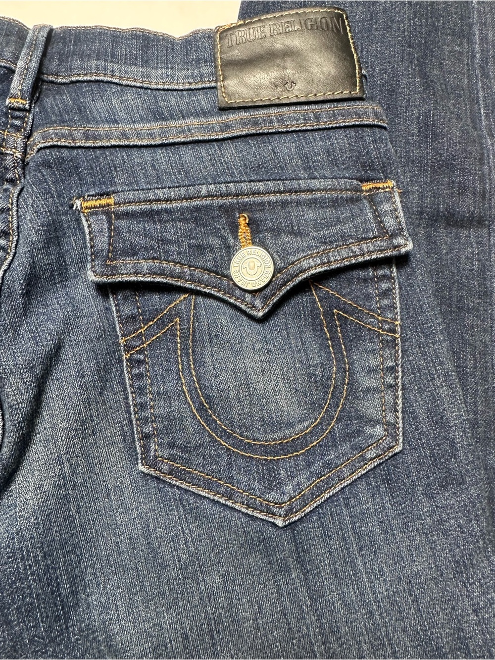 True Religion Cora Mid Rise Straight Jeans 26 Dark Wash Horseshoe Y2K